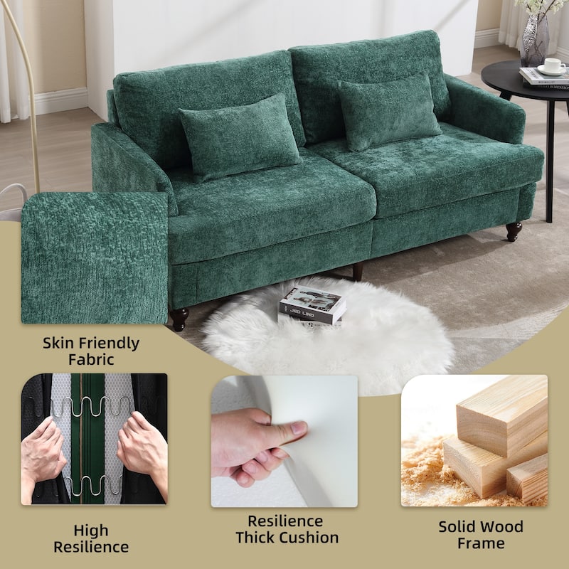 HOMEFUN Chenille Upholstered Mid Century Modern Wood Frame Loveseat for Living Room