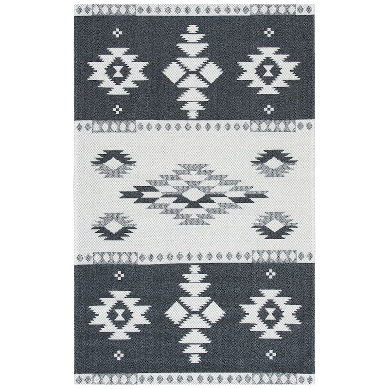 SAFAVIEH Augustine Anel Contemporary Cotton Rug - 9' x 12' - Black/Light Grey