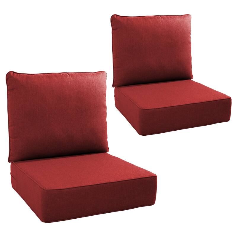 Gymojoy 24"x22"x6" Patio Thick Cushions & Pillows Set - Deep Seat Indoor/Outdoor Water & Fade Resistant - Two Sets - Red