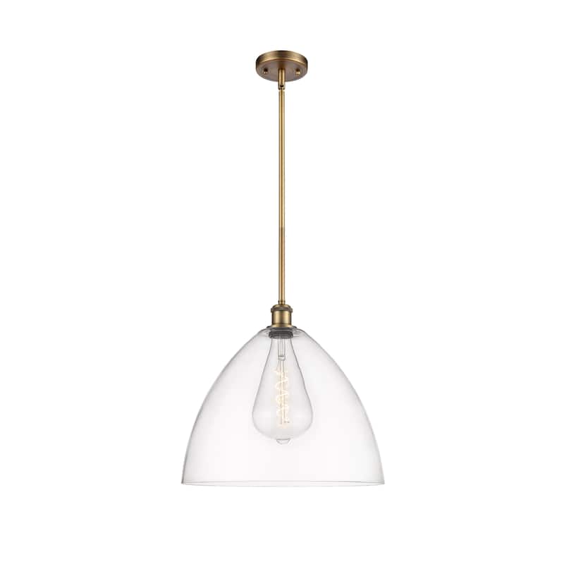 Innovations Lighting Bristol Glass 1 Light 16" Pendant - Clear/Brushed Brass