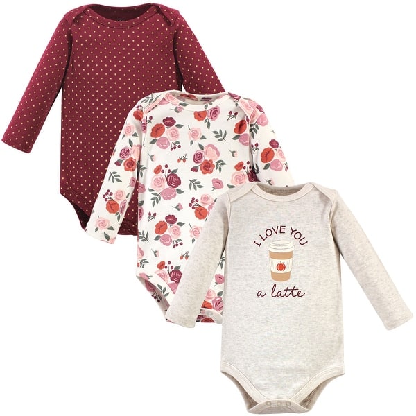 slide 1 of 1, Hudson Baby Infant Girl Cotton Long-Sleeve Bodysuits 3pk, Pumpkin Spice 0-3 Months - Pumpkin Spice 3-Pack