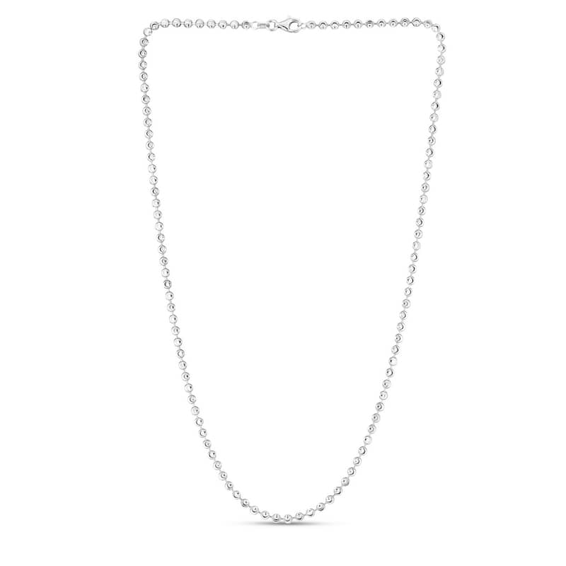 Curata 925 Sterling Silver 3mm Moon cut Bead Chain Necklace