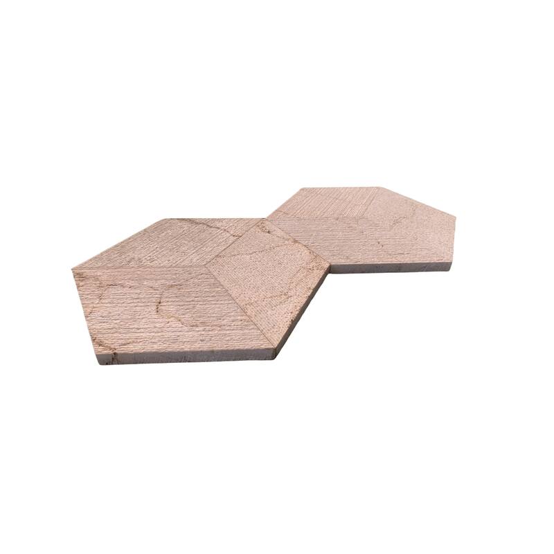 Roomfitters Hexagon Marble Tile, FS Textured 3D Fluted Natural Stone for Wall, Genuine Marble, 12-Piece Box, Gold Yellow Beige