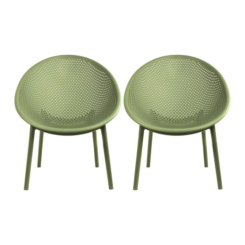 Set of 2 Modern Plastic Lounge Chair Plastic Legs with Polka Dots Spot Breathable for Patio Indoor Outdoor Use