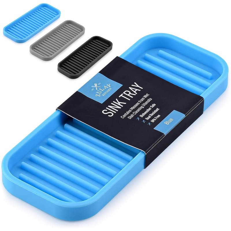 Zulay Kitchen Silicone Sponge Holder for Kitchen Sink - Blue