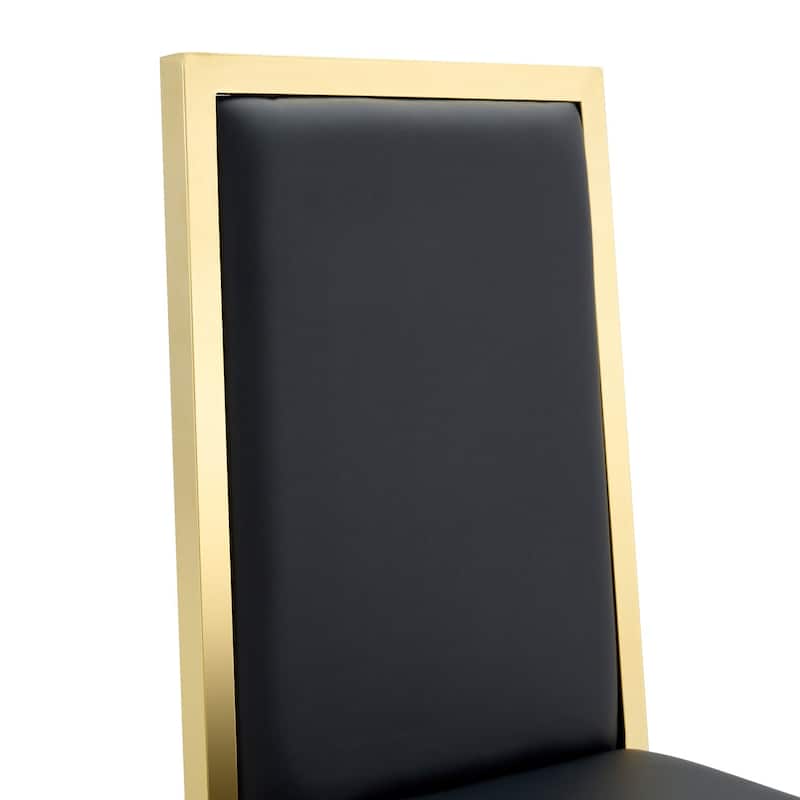 17.3" Black PU Dining Chairs with Gold Metal Legs, Set of 4
