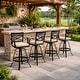 preview thumbnail 5 of 18, Outdoor Cast Aluminum Sunbrella Swivel Bar Stools Patio Bar Height Barstools with Back