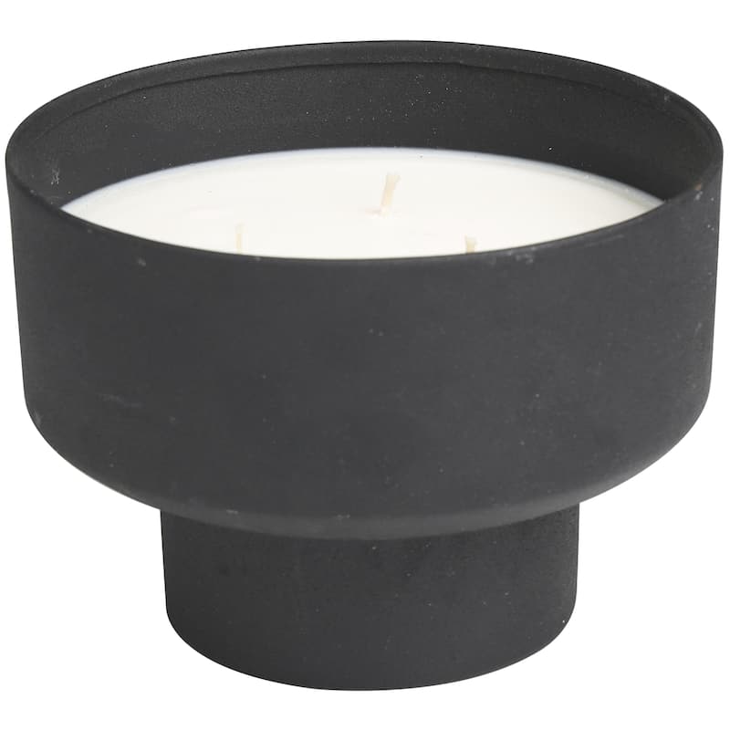 Metal Scented Matte 50 oz 3 Wick Decorative Candle with White Wax - Black, Gray, Light Brown, White - Roche River Decor - Black