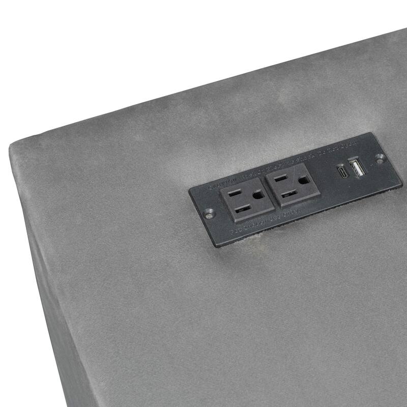 Full Size Upholstered Platform Bed with Storage, Desk, USB Charging & Trundle in Gray