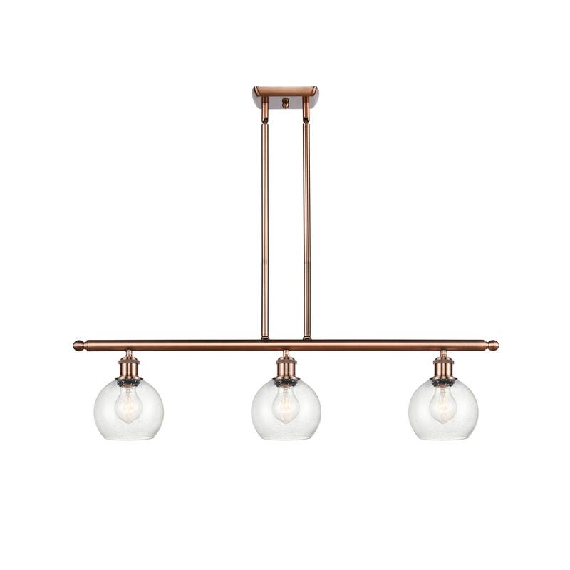 Innovations Lighting Athens 3 Light 36" Island Light - 6" Shade - Antique Copper/Seedy