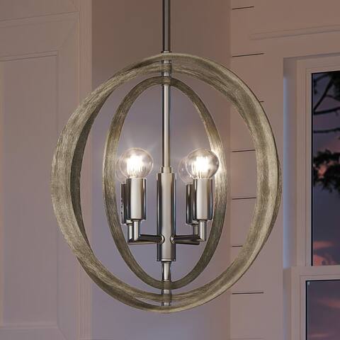 Luxury New Traditional Pendant, 14"H x 14"W, with Industrial Chic Style, Polished Nickel, by Urban Ambiance