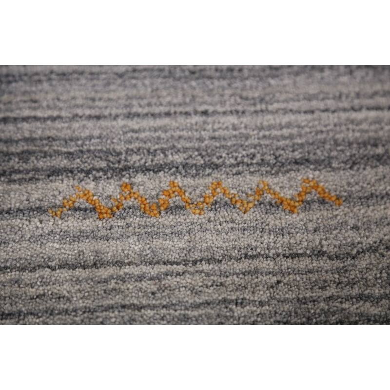Hand Knotted Oriental 100% Wool Carpet Tribal Animal Pictorial Greys & Charcoal Gabbeh Area Rug - 8' 0'' X 5' 0''