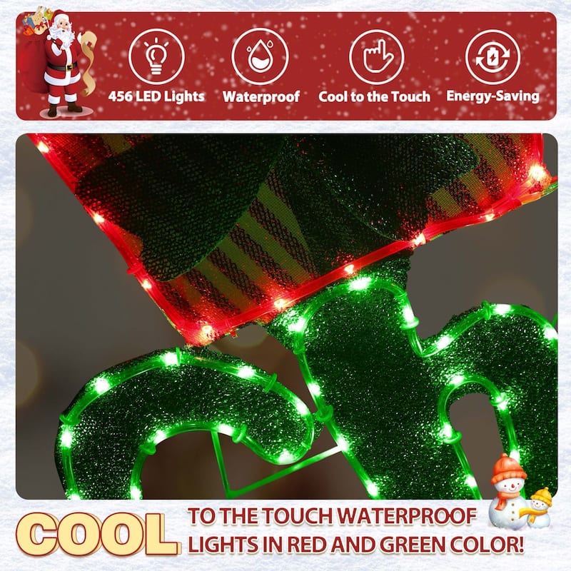 VEIKOUS 6FT Merry Christmas Sign with LED Lights, 2-in-1 Hanging or Freestanding Outdoor/Indoor LED Wall Sign Decor