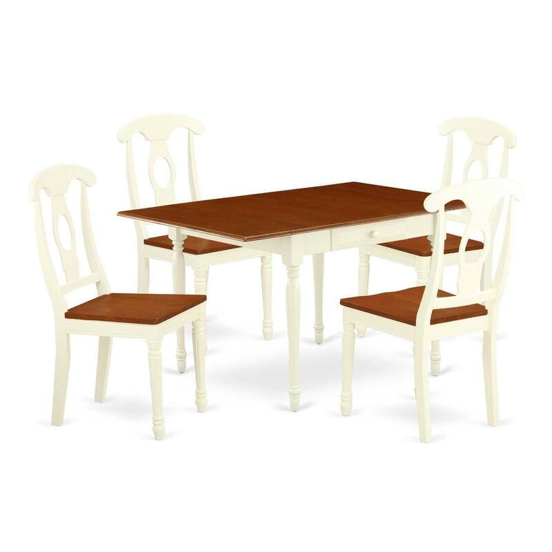 5-Piece Buttermilk and Cherry Solid Wood Top - Dining Room Set - Seats 4