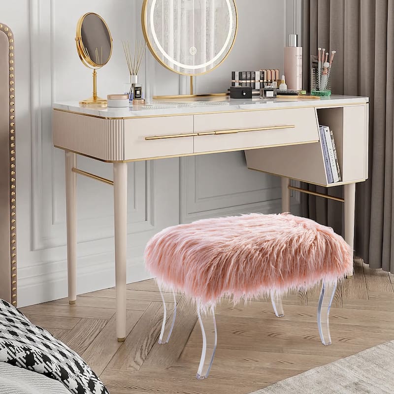 Glitzhome 24"L Modern Luxury Acrylic Ottoman Bench