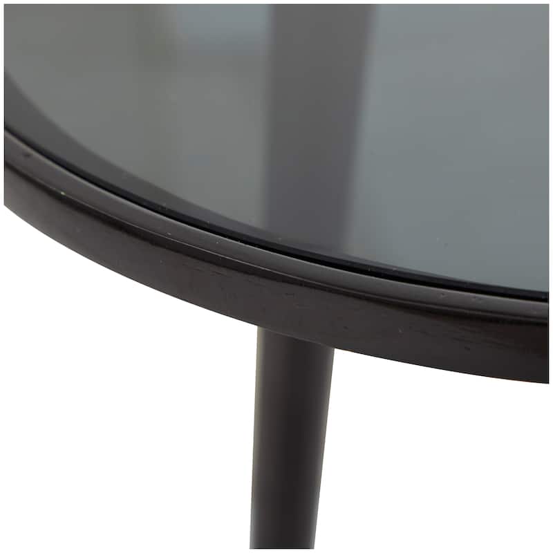 Contemporary Midcentury Metal Accent Side Table With Tripod Legs and Smoke Glass Top - 15 x 15 x 22