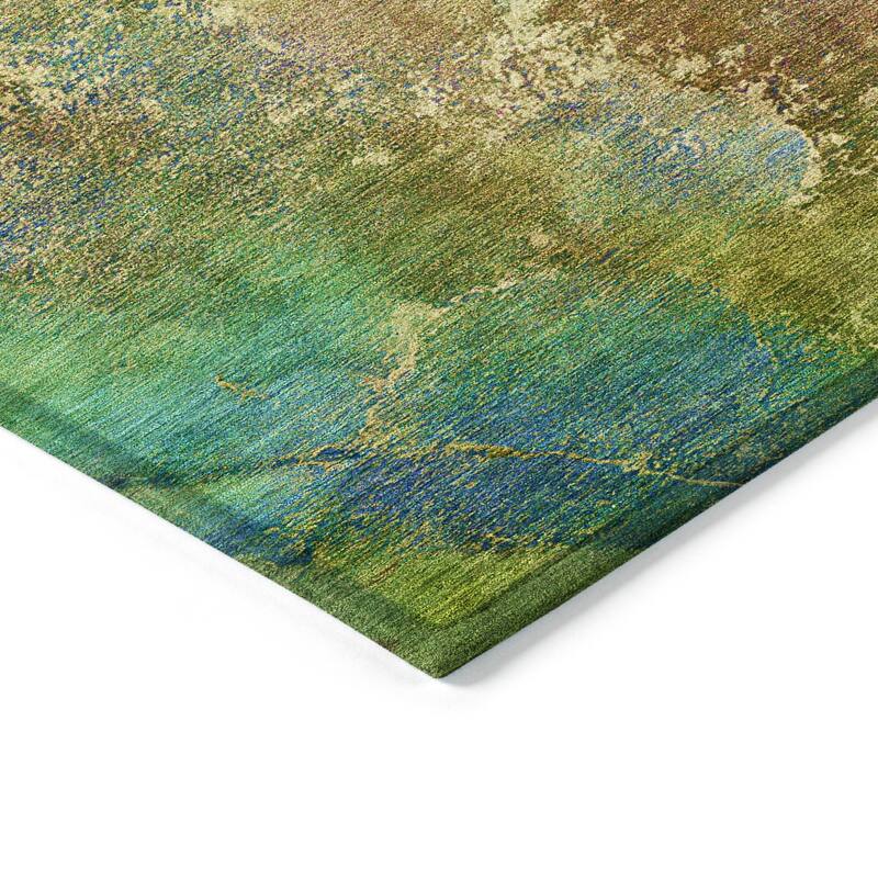 Machine Washable Indoor/ Outdoor Abstract Watercolor Chantille Rug