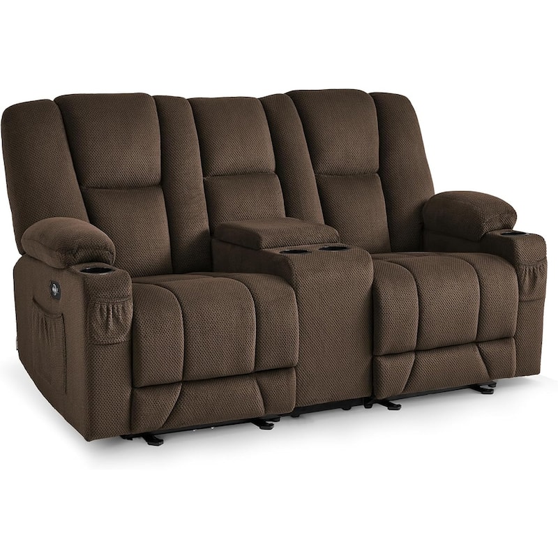 MCombo Electric Power Reclining Sofa with Massage and Lumbar Heat, Fabric 6015/6025/6035/6045