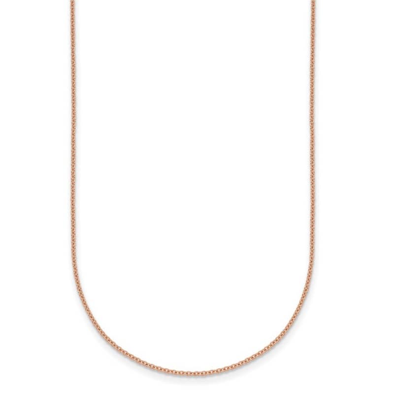 Curata Italian 14k Rose Gold 1.3mm Cable Chain Necklace For Women (Lobster)