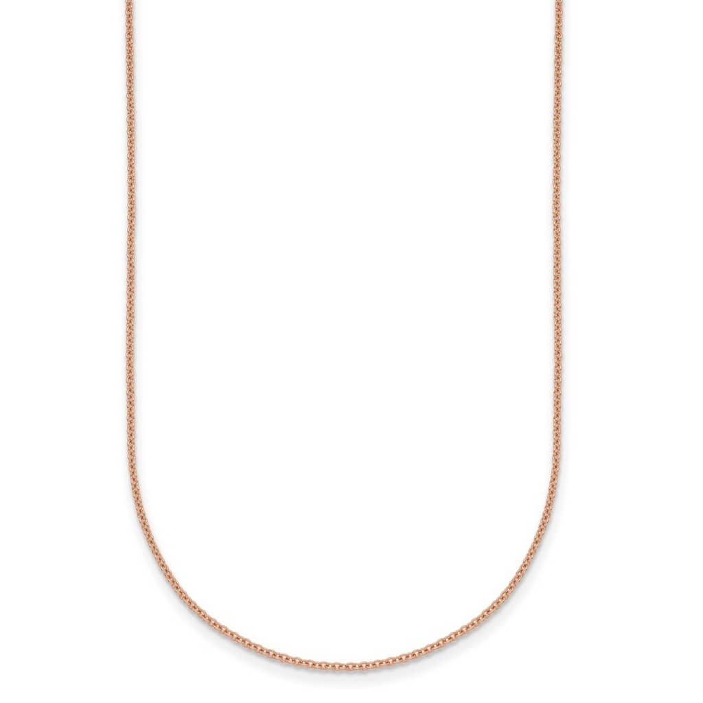 Curata Italian 14k Rose Gold 1.3mm Cable Chain Necklace For Women (Lobster)