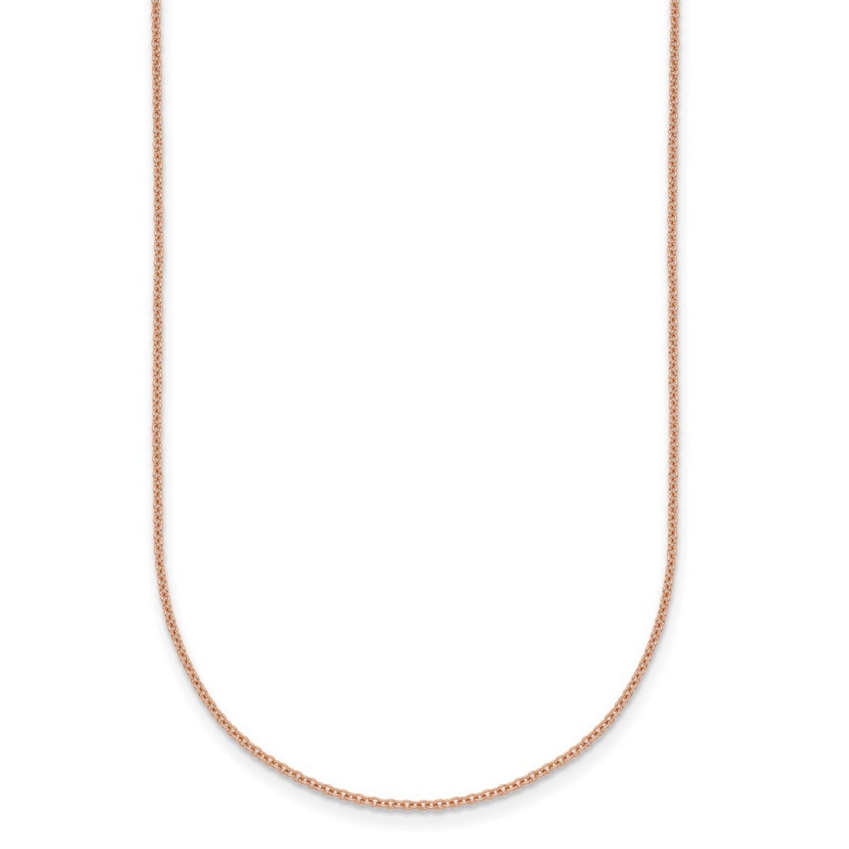 Curata Italian 14k Rose Gold 1.3mm Cable Chain Necklace For Women