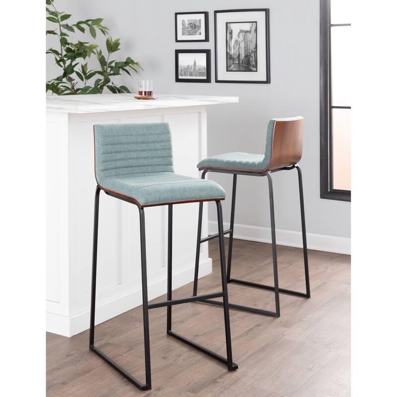 Silver Orchid Magda 30" Fixed-Height Upholstered Bar Stool (Set of 2)