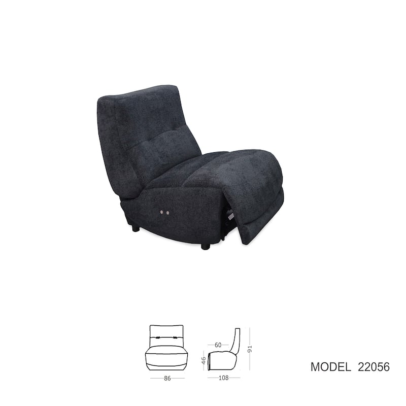 Divani Casa Basil Modern Dark Grey Fabric Small Electric Recliner Chair