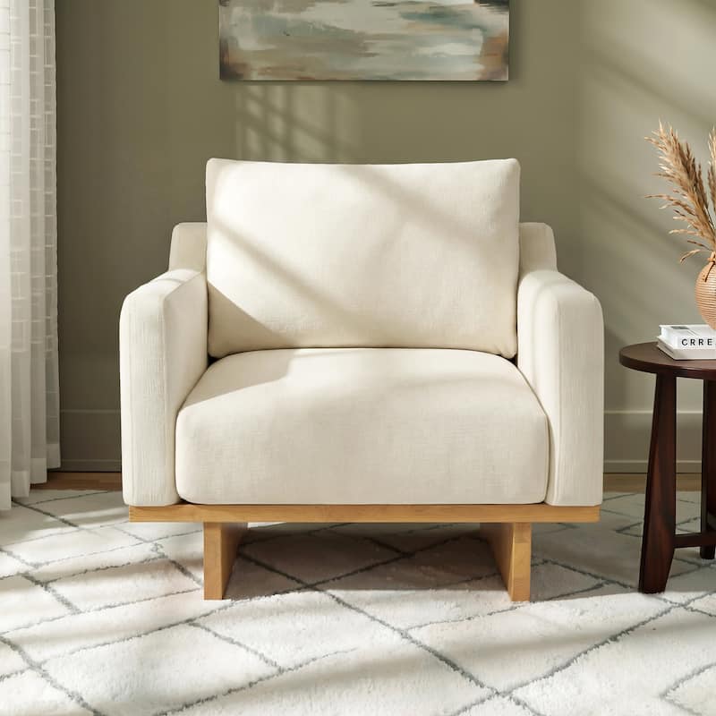 Christopher Knight Home - Modern Wooden Upholstered Accent Chair with Ergonomic Comfort