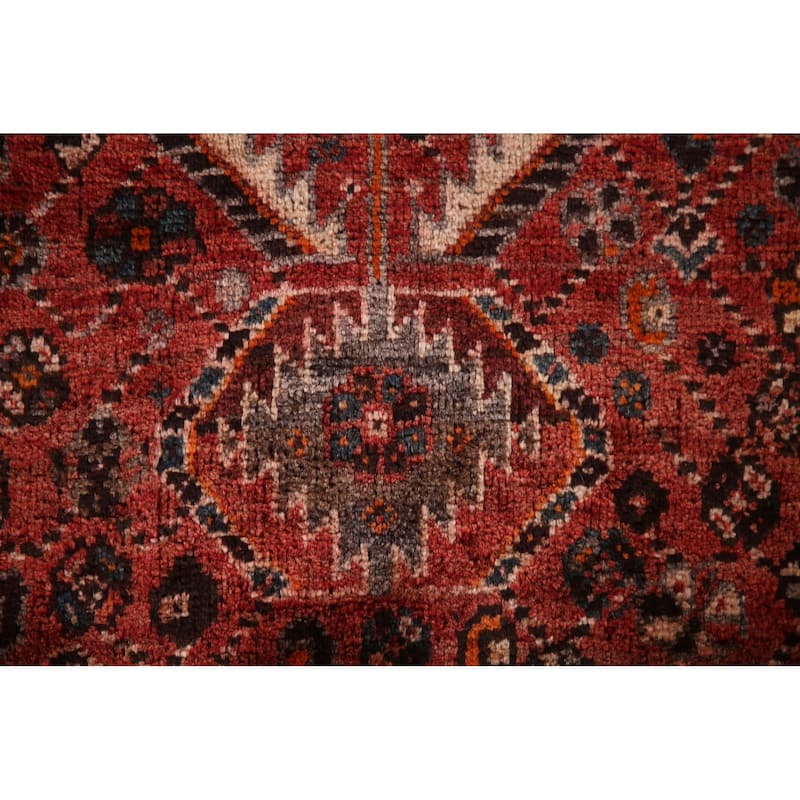 Tribal Qashqai Persian Vintage Area Rug Hand-Knotted Wool Carpet - 5'4"x 8'8"