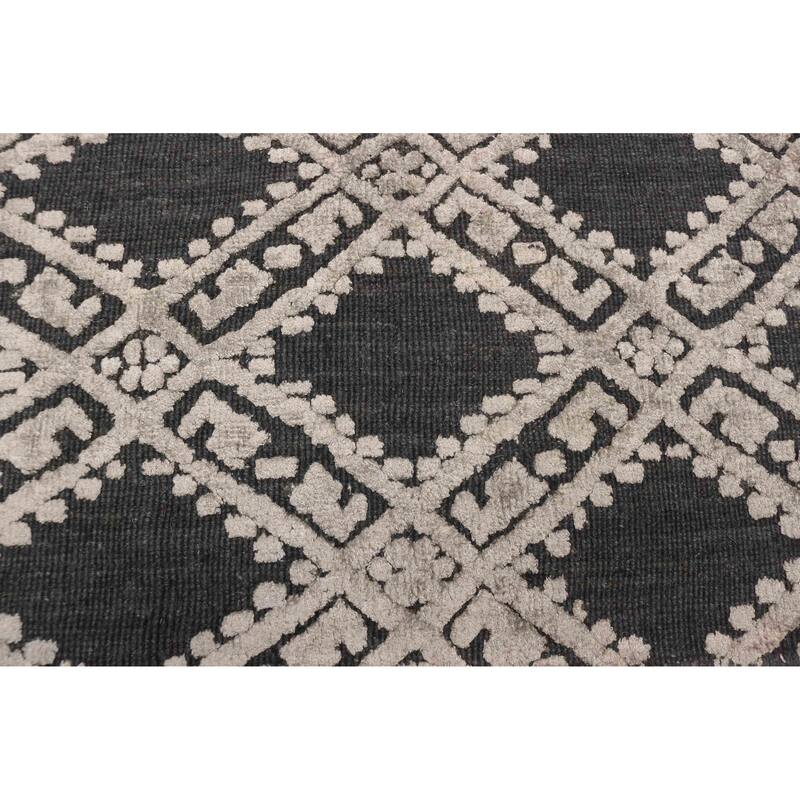 ECARPETGALLERY Hand Loomed Elysian Light Grey Viscose, Wool Rug - 5'3 x 7'9