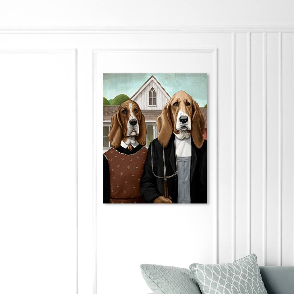 Oliver Gal Animals Wall Art Canvas Prints 'French Gothic' Dogs and Puppies - Brown, White
