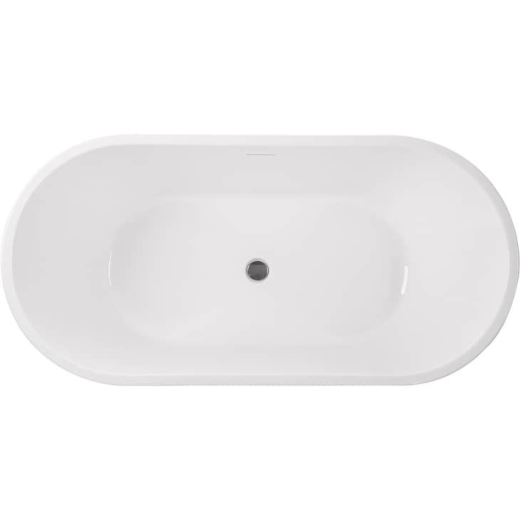 Vanity Art 62" Acrylic Freestanding Bathtub Stand Alone Soaking Tub with Pop-up Drain