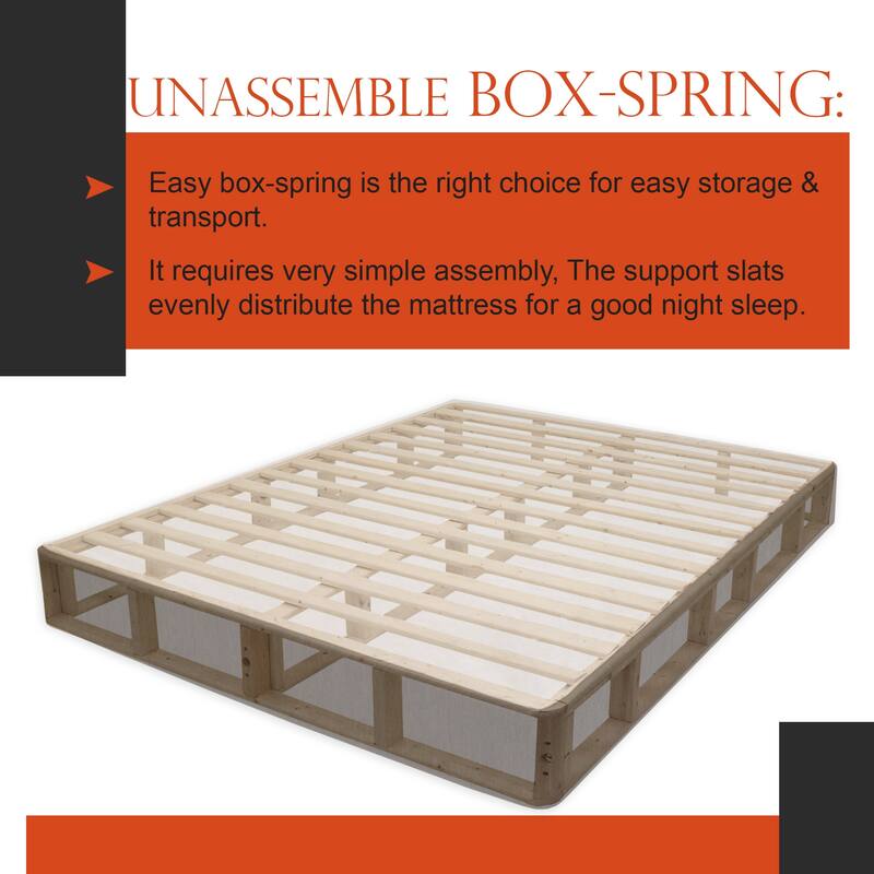 ONETAN , 5” & 8" Easy Wood Box Spring/Foundation with Simple Assembly, White.