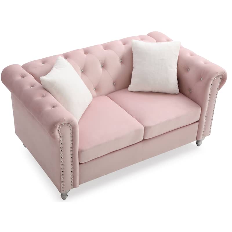 Raisa Microsuede Velvet Tufted Loveseat