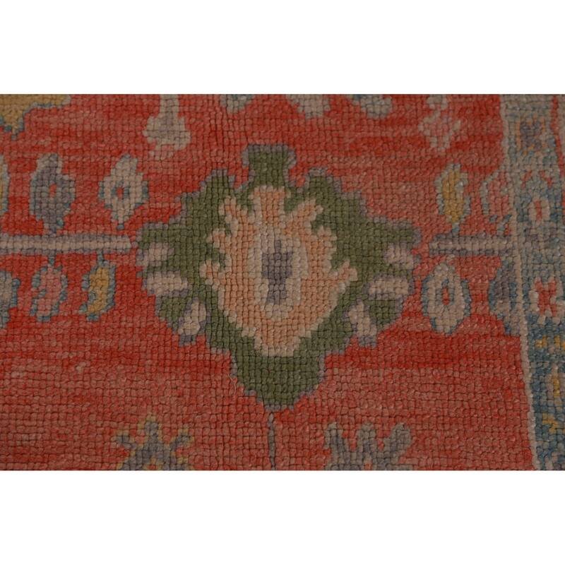 Hand Knotted Oriental 100% Wool Carpet Transitional All-Over Oranges & Rust Oushak Area Rug - 9' 11'' X 8' 1''
