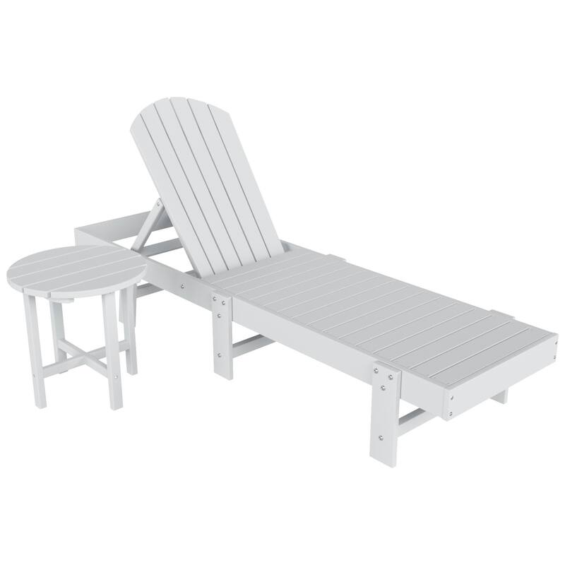 Polytrends Altura Poly Eco-Friendly All Weather Reclining Chaise Lounge with Arms & Side Table (2 Piece Set)