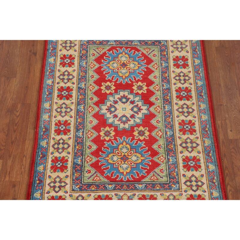 Red Traditional Kazak Rug Handmade Wool Carpet - 2'9" x 4'0"