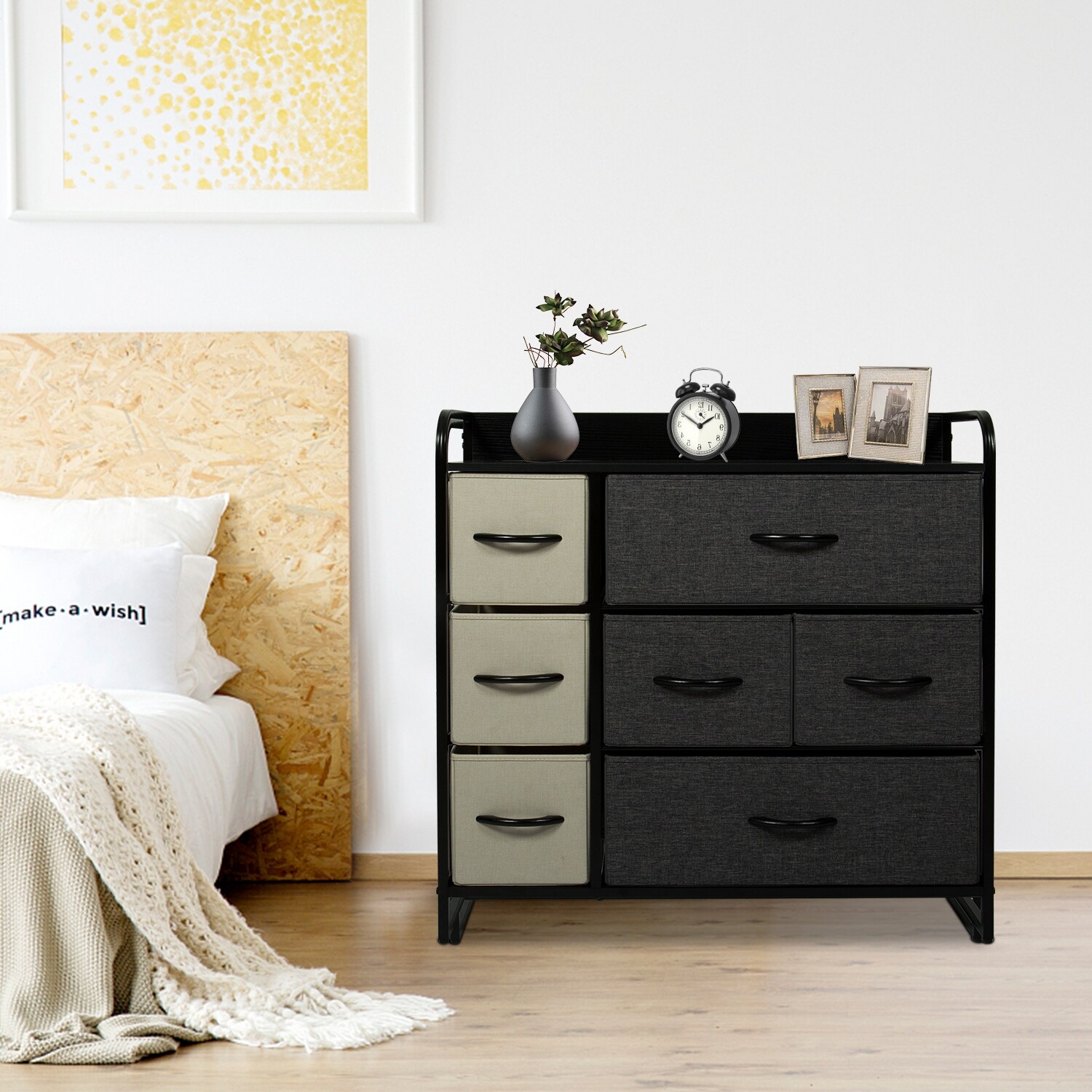 If you need to divide your drawers further, buy some fabric bins or dividers. kinbor wide drawer dresser fabric storage tower with 7 drawers organizer unit for bedroom hallway entryway closets