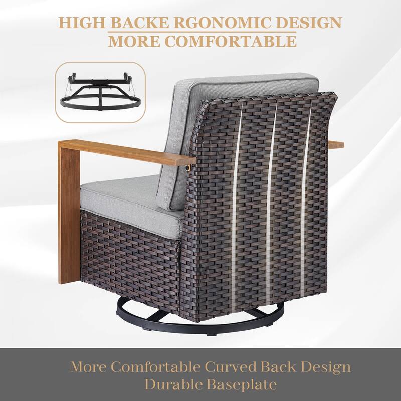 Gymojoy Outdoor 3-Seat Sofa wtih Swivel Chair Ottoman Funiture