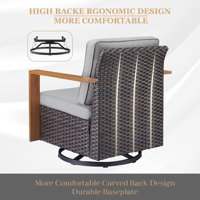 Gymojoy Patio Swivel Rocking Chairs with Ottomans
