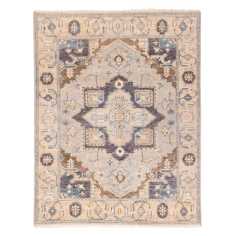 ECARPETGALLERY Hand-knotted Jules Serapi Light Grey Wool Rug - 7'10 x 9'11
