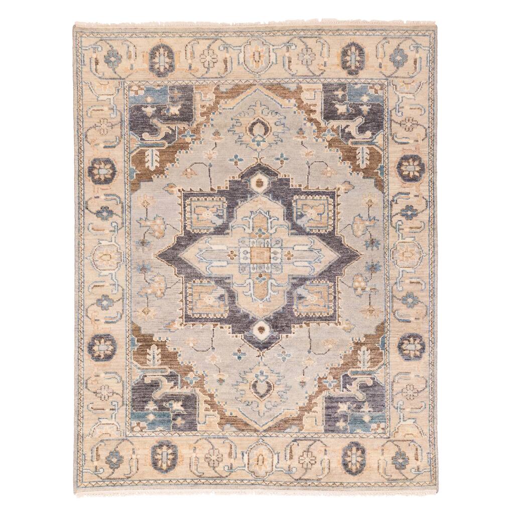 ECARPETGALLERY Hand-knotted Jules Serapi Light Grey Wool Rug - 7'10 x 9'11