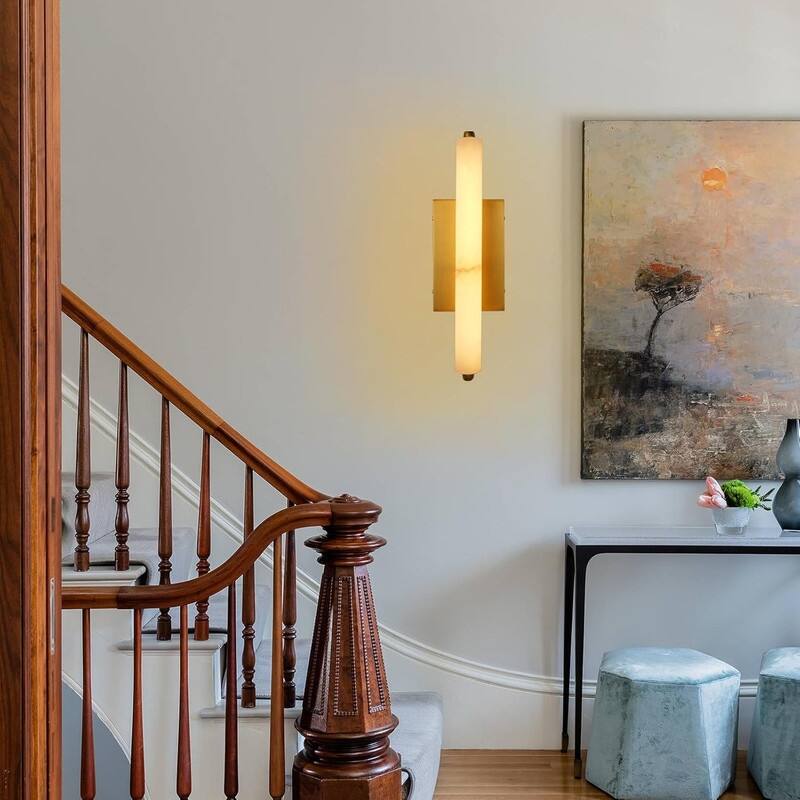 KAYLA Alabaster Wall Sconce, 19" Natural Marble Wall Sconce