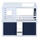 preview thumbnail 10 of 17, Blue Twin Size Solid Wood House Bunk Bed with Tent & Ladder
