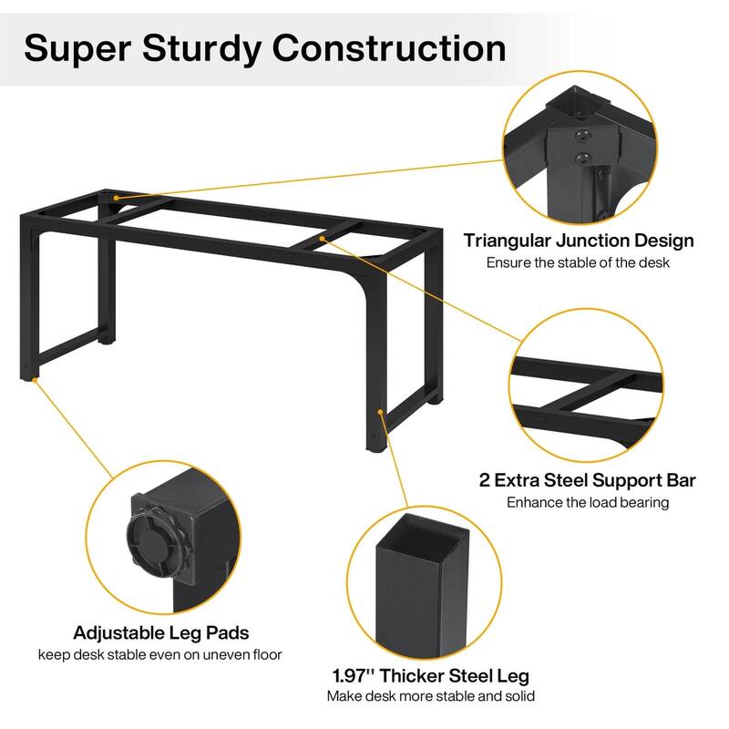 70.8" Executive Desk, Large Modern Office Computer Desk with Thick Metal Frame & Spacious Workstation