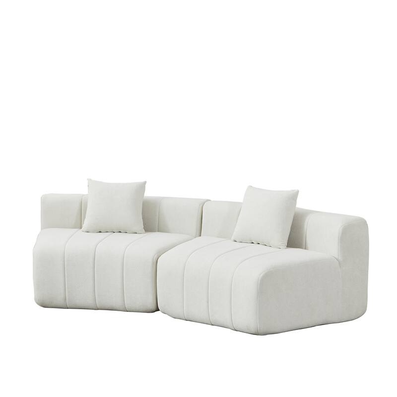 Chenille Curved Sectional Sofa with 2 Pillows,Curved Symmetrical Modular Semi Circular Sofa Sectional for bedroom, Living room