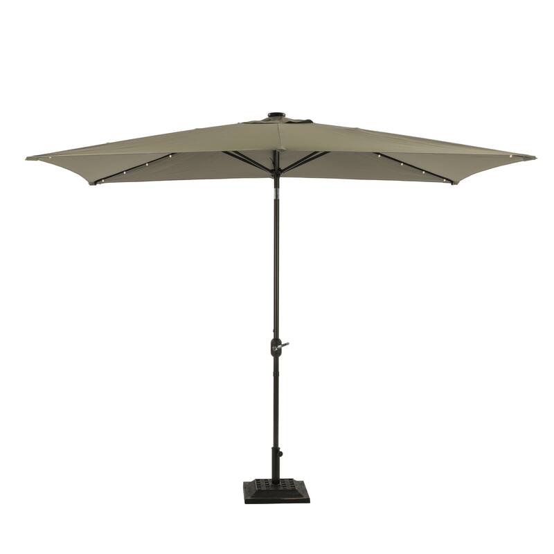 Clihome 10' x 6.5' Rectangular LED Market Patio Umbrella - Grey