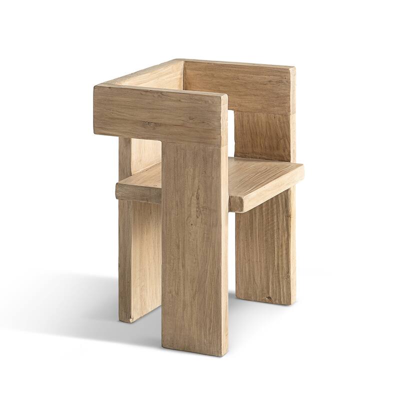 Jennifer Taylor Home Avenel Solid Reclaimed Elm Sculptural Block Accent Chair