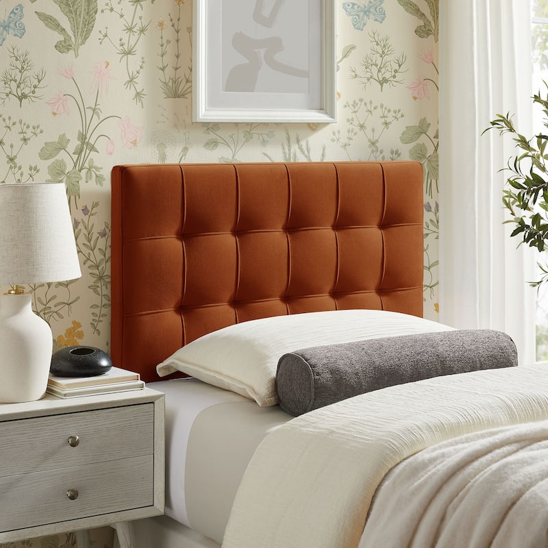 Lily Biscuit Tufted Performance Velvet Headboard - Rust - Twin