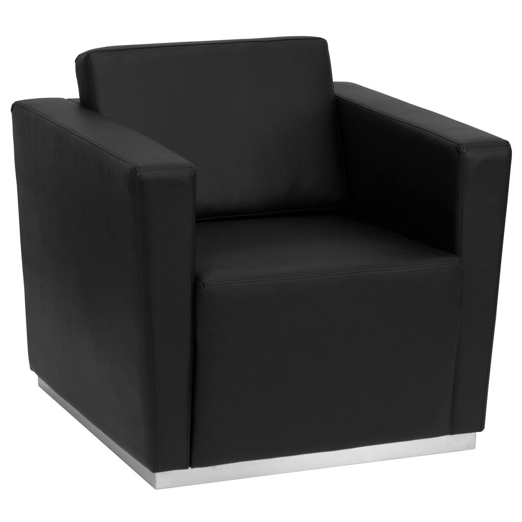 Contemporary LeatherSoft Chair with Stainless Steel Recessed Base - 33"W x 32"D x 31"H - 33"W x 32"D x 31"H